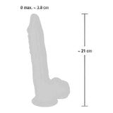 Schema dimensioni fallo realistico silicone 21 cm lunghezza e 3,8 cm diametro