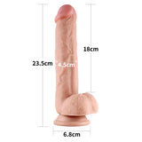Dildo rosa carne 23,5 cm con venature e dimensioni dettagliate