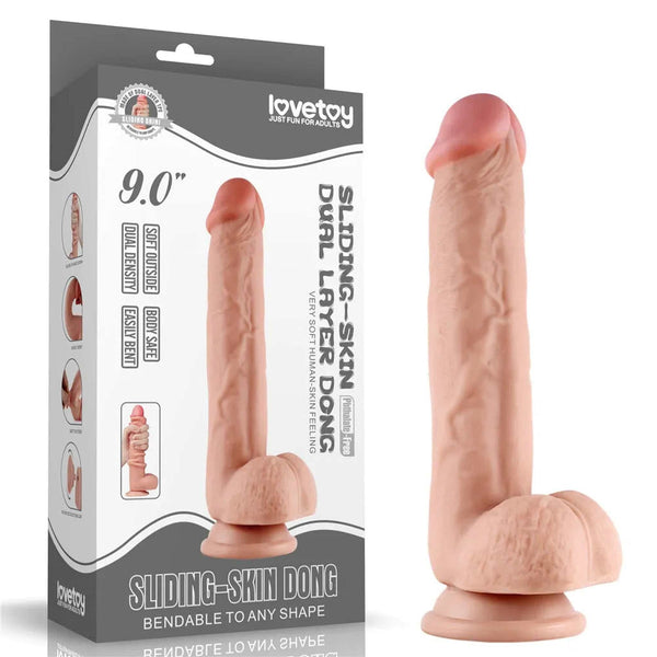 Confezione Lovetoy Sliding-Skin Dong dildo rosa carne anello scorrevole