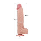 Dildo realistico 36 cm montato su base adesiva con misure dettagliate