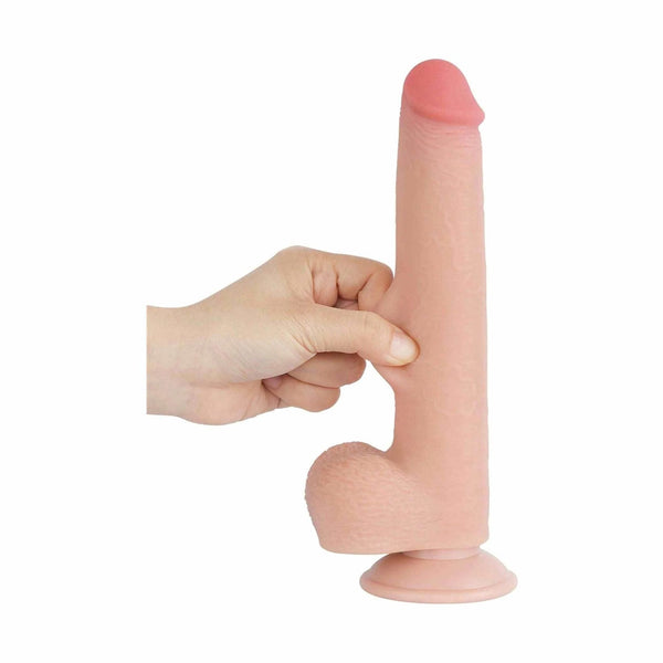 Dildo TPE rosa carne flessibile con venature realistiche e testa arrossata