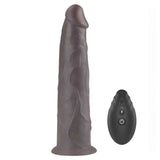 Dildo vibrante nero in silicone con porta ricarica DC e telecomando wireless a forma di goccia