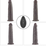 Griglia viste multiple dildo vibrante nero in silicone e telecomando wireless con pulsanti funzione