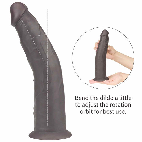 Guida uso flessione dildo vibrante nero per regolare orbita rotazione con istruzioni visive