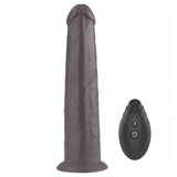 Fallo vibrante wireless nero in silicone con telecomando a due pulsanti