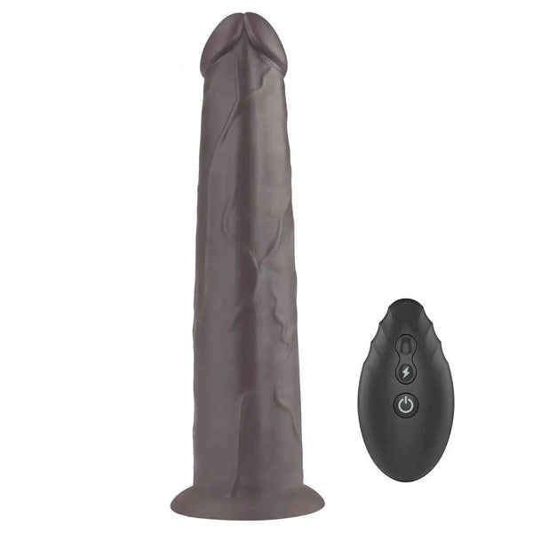 Fallo vibrante wireless nero in silicone con telecomando a due pulsanti