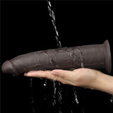 Dildo vibrante nero impermeabile in silicone tenuto sotto acqua corrente per dimostrazione waterproof