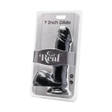 Dildo nero realistico con ventosa e testicoli in silicone Vital-Skin, confezione Get Real