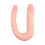 Doppio dildo a forma di U rosa chiaro con dettagli prepuzio