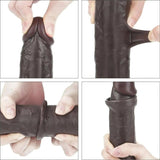 Collage funzionale dildo nero: flessibilità glande, corpo anulare e base adesiva