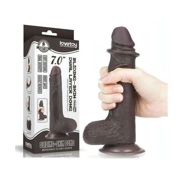 Fallo realistico con pelle scorrevole come un membro vero - 7″ - Nero