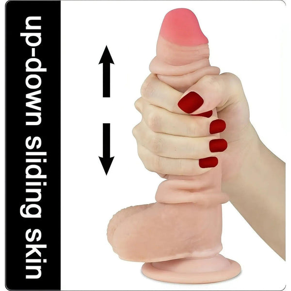 Fallo realistico con ventosa scappellabile e pieghevole - 7″ Rosa Carne