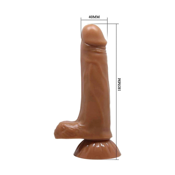 Dildo vibrante mulatto 18,5 cm con base a ventosa e misurazioni