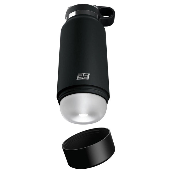 Fap Flask Thrill Seeker nero opaco con logo JF argento e base trasparente