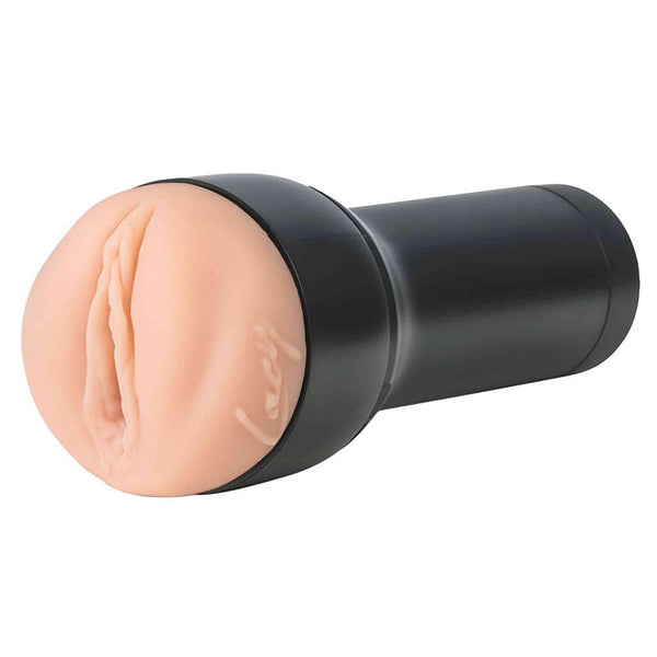 Masturbatore cilindrico nero Kiiroo Lacy Lennon con testa in silicone rosa dettagli anatomici