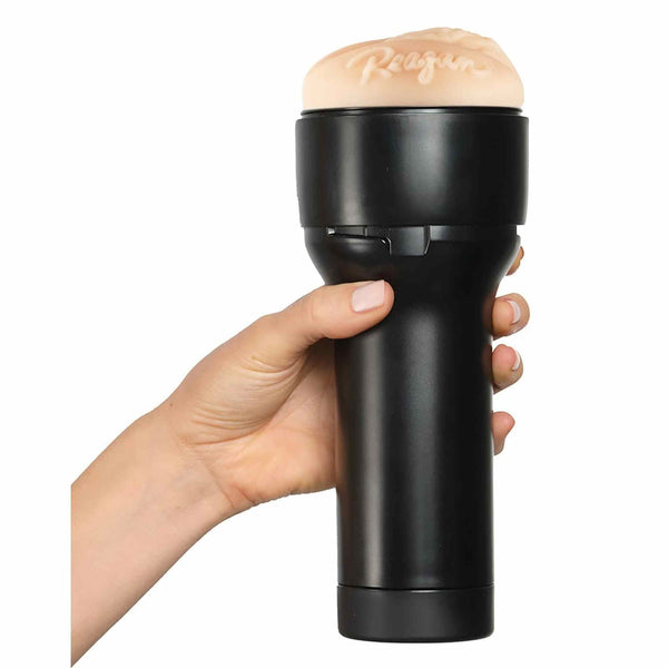 Kiiroo Feel Reagan Foxx masturbatore verticale nero con testa anatomica beige e base piatta