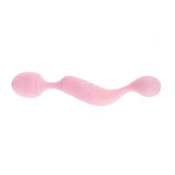 Vista frontale massaggiatore rosa universale con design ergonomico a doppia punta