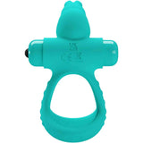 Retro anello vibrante silicone verde acqua con pulsanti e certificazioni CE