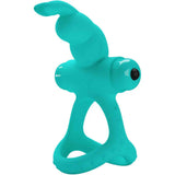 Anello vibrante verde acqua in silicone con design coniglietto ergonomico