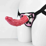 Supporto per pene rosso con inserto rosa e cinturino nero