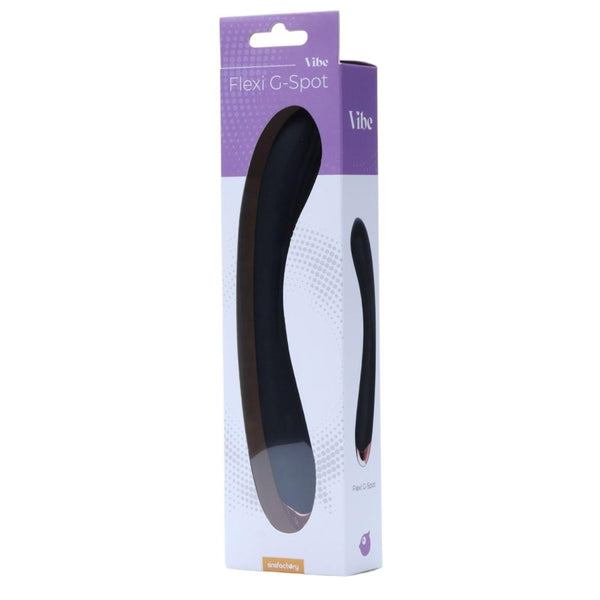 Confezione Vibe Flexi G-Spot nera scatola viola trasparente logo Sins Factory