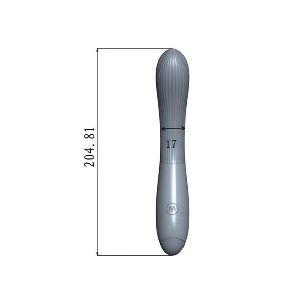 Dimensioni vibratore G-spot nero 204 mm altezza larghezza 17 mm tecnica