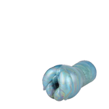Vista laterale toy flessibile in silicone multicolore a forma allungata
