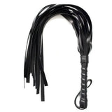 Frusta BDSM nera squash whip con frange compatte e presa testurizzata