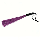 Frustino a frange in silicone viola con manico a sfere nere