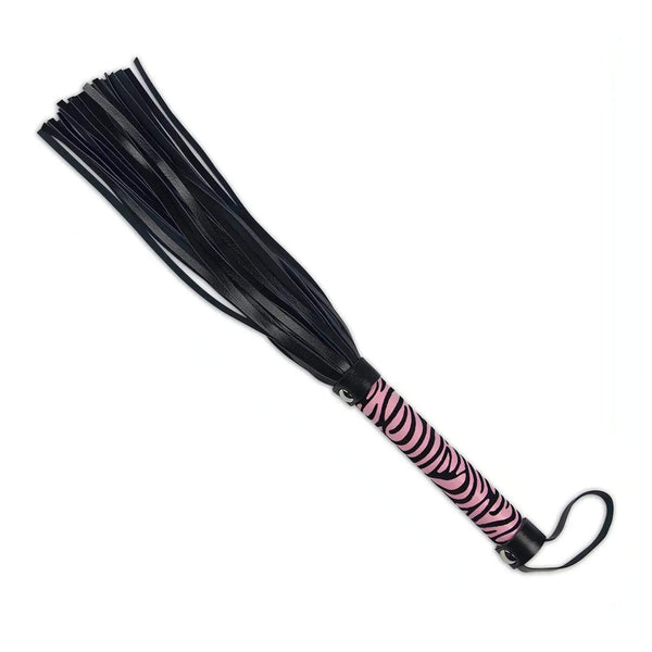 Fustino leggero frange pelle scamosciata manico zebrato rosa nero