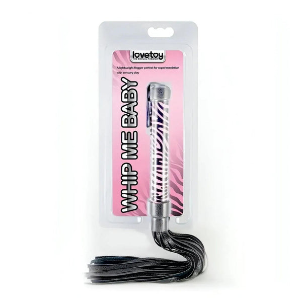 Confezione fustino leggero BDSM 'Whip Me Baby' Lovetoy manico zebrato
