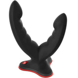 Dildo Fun Factory Ryde nero a doppia testa con creste stimolanti e base trilobata ergonomica
