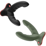 Confronto dildo Fun Factory Ryde nero e verde oliva a doppia testa con base ventosa