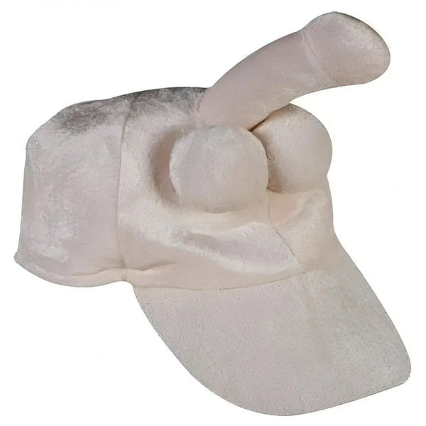 Cappello scherzoso in peluche crema con elementi anatomici
