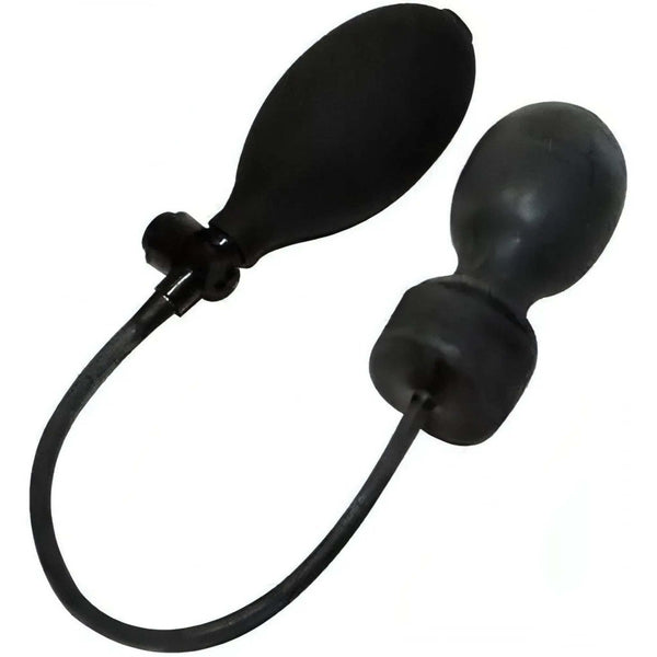 Gag gonfiabile in lattice nero con pompa manuale per BDSM