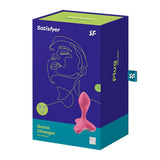 Confezione scatola blu Satisfyer Game Changer Plug Vibrator con illustrazione profilo giallo e garanzia 15 anni