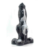 Dildo cane nero con macchie bianche effetto pelliccia base a tre zampe lisce