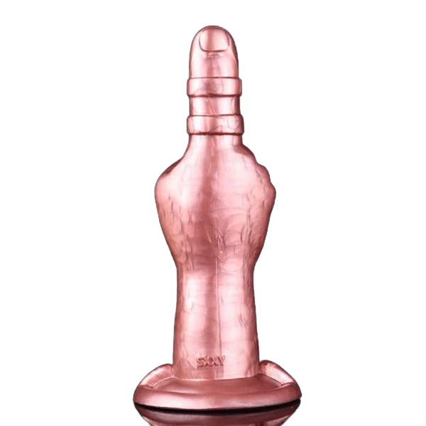 Dildo dito indice rosa metallico silicone lucido marchio inciso SXXY base piatta