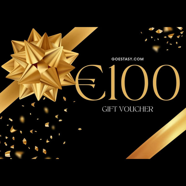 Buon regalo digitale GoEstasy da 100 euro con design elegante nero e oro