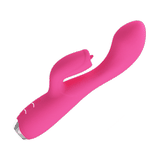 Vista laterale vibratore coniglio rosa Pretty Love Gloria con tre pulsanti controllo vibrazione e leccata
