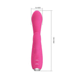 Vibratore coniglio rosa Pretty Love Gloria vista frontale con indicazioni dimensioni 198 mm e silicone