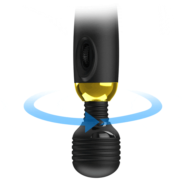 Gold Power Wand vibratore nero e oro con testa rotante
