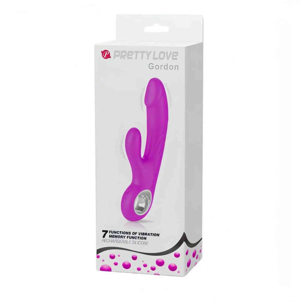 Confezione bianca vibratore rabbit Gordon Pretty Love con dettagli prodotto
