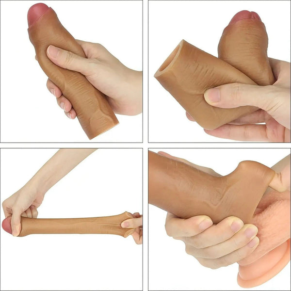 Demo elasticità guaina fallica silicone compressione e applicazione