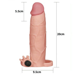 Guaina Fallica Realistica con venature e stimolatore clitorideo con nervature - Rosa Carne