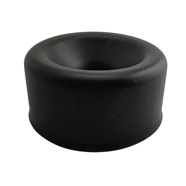 Cappuccio nero in silicone per sviluppatore pene vista laterale