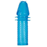 Guaina fallica con rilievi e nervature stimolanti - Silicone, Blu