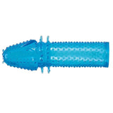 Guaina fallica con rilievi e nervature stimolanti - Silicone, Blu