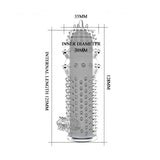 Dimensioni guaina stimolante trasparente: diametro 30mm e lunghezza 128mm
