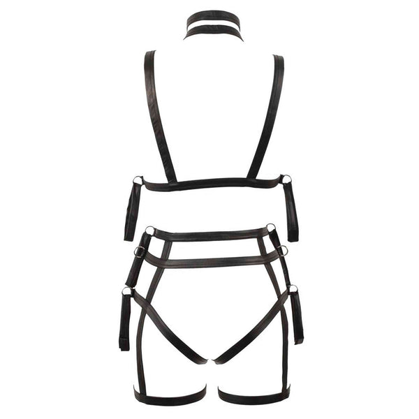 Harness bondage nero manichino con struttura Y e finitura lucida